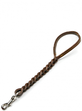 Double braided leather leash cm.45