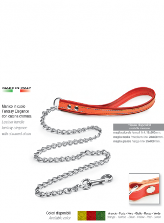 Colored leather leash and chain