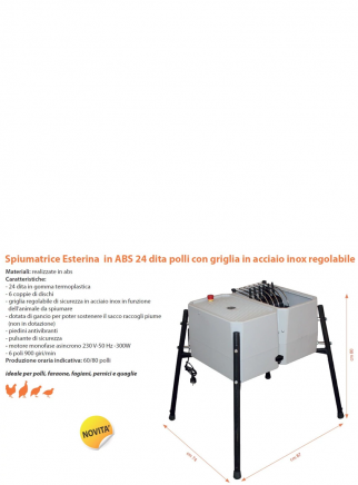 Esterina plucking machine in ABS 24 fingers with stainless steel grill for chickens - 3